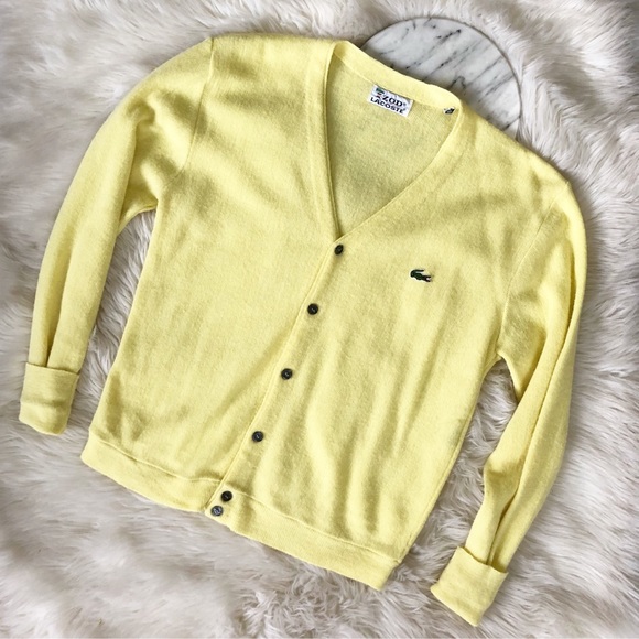 Lacoste Sweaters - Lacoste | Vintage Yellow Oversized Varsity Sweater